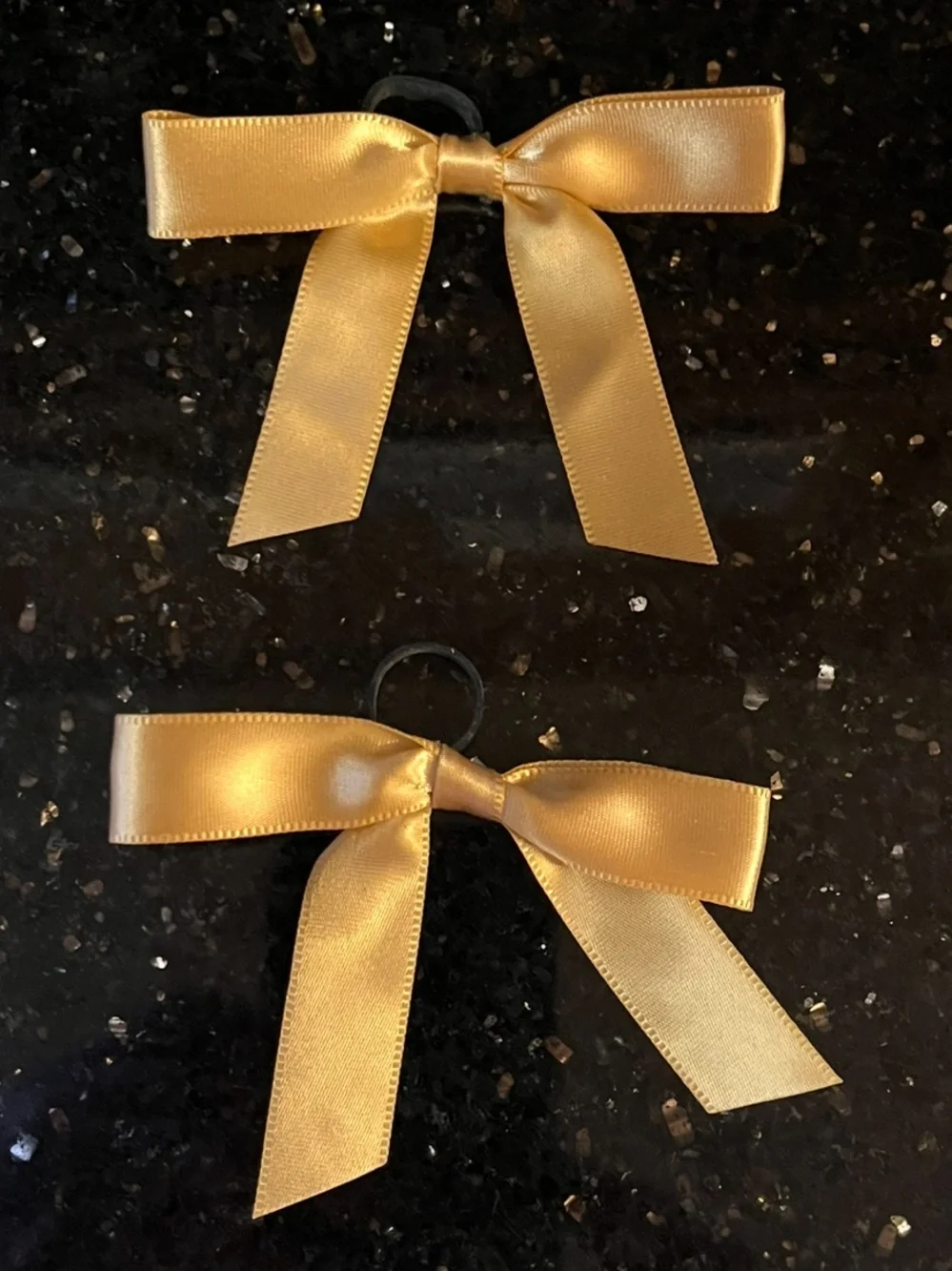 Girl's Handmade Gold Satin Ribbon Hair Bowties